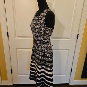 Black and White Multi Patterned Stretchy Sleeveless Dress